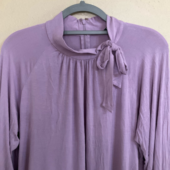 Lauren Ralph Lauren Lilac Long Sleeve Tie Neck Blouse Womens XL Classy Preppy - Picture 3 of 9